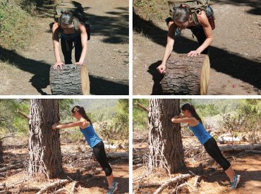 Maximizing your hiking workout with log rolls and vertical tree push-ups