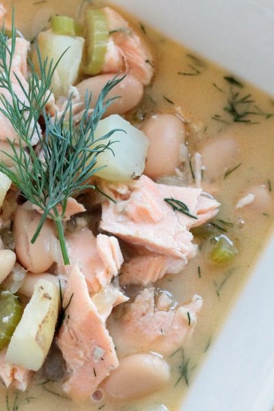 White Bean and Potato Salmon Chowder