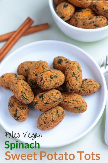 These vitamin-packed spinach sweet potato tots are the perfect snack for babies, toddlers, and kids! Eggless, dairy-free, and gluten-free, these paleo and vegan tots are easy and tasty. A great choice for baby led weaning