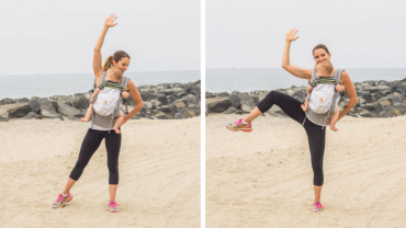total body babywearing workout standing oblique crunches